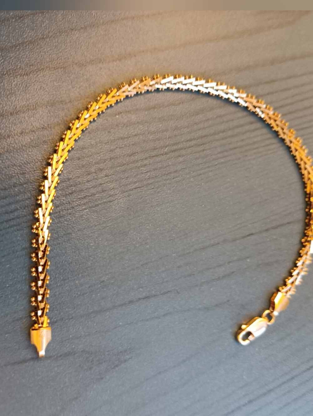 24KT Gold Over 925 Sterling Silver Danecraft Braided V-Link Chain Bracelet